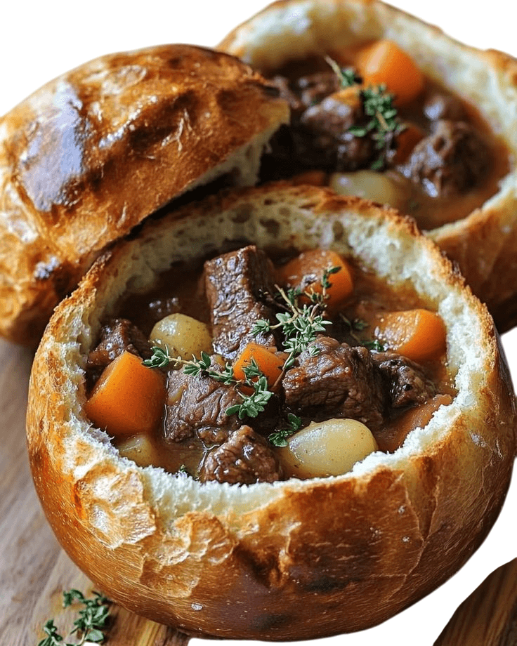 Beef Stew in Bread Bowls