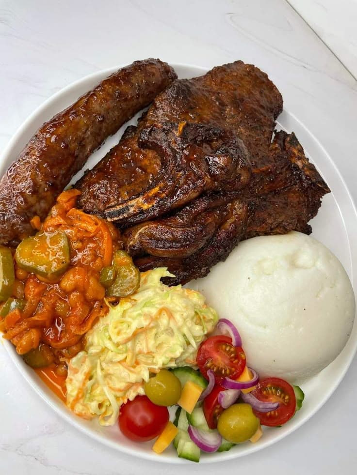 Pap, Steak, Vorros & Salad